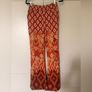 Miss Me Red and Orange Textured Flare Pants